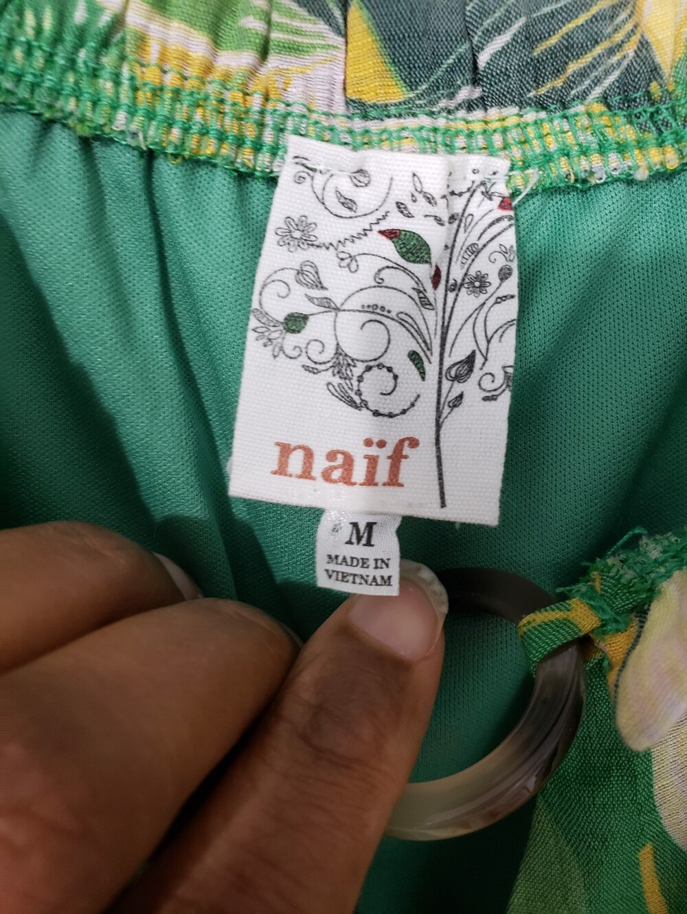 Naif Green Tropical Print Peasant Tunic Dress - Picture 9 of 12